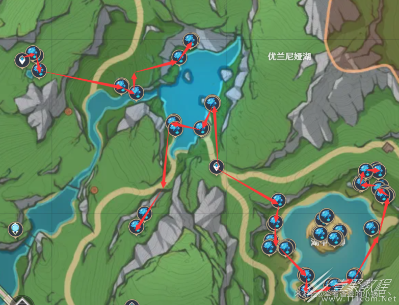 原神4.2湖光鈴蘭快速收集路線圖詳情