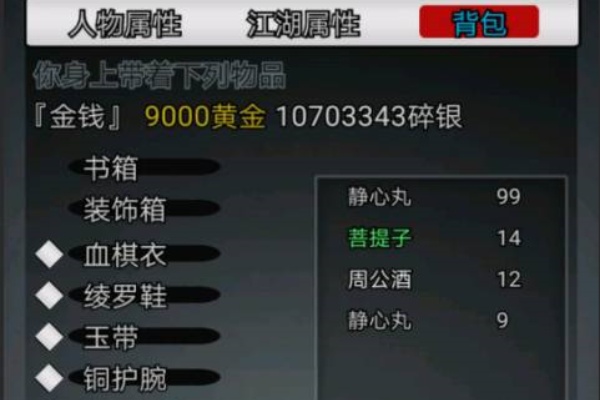 放置江湖傳承保留物品一覽