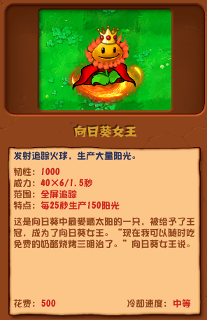 植物大戰僵屍雜交版向日葵女王怎麽樣